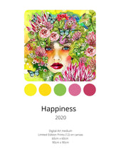Load image into Gallery viewer, Colour swatch for canvas "Happiness" by Maggie O'Hara