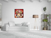 Load image into Gallery viewer, Mock up of Maggie O'Hara canvas titled Power in a white lounge room.