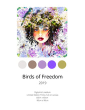 Load image into Gallery viewer, Colour swatch for canvas &quot;Birds of Freedom&quot; by Maggie O&#39;Hara 
